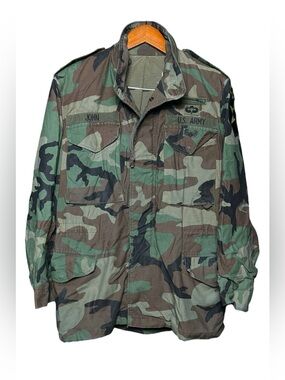 Vintage 1984 US Army M-65 Field Jacket Woodland Camo Military Small Regular